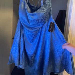 B. Darlin Plus Cornflower Blue Jacquard Fit & Flare Dress 23W NWT